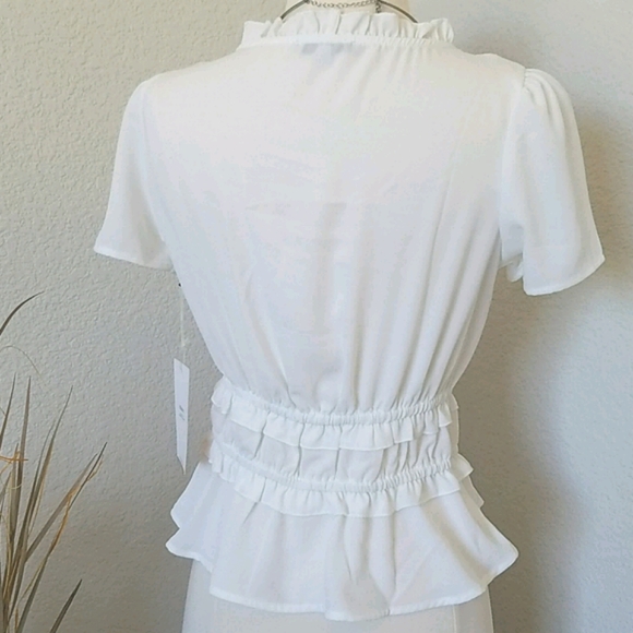 Ruffle Wrap Top Small White NWT - Picture 9 of 10